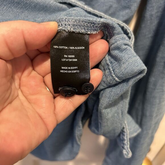 32 Degrees Cool Mens 100% Cotton‎ Long Sleeve Button-Up Shirt Blue Large - Picture 7 of 7